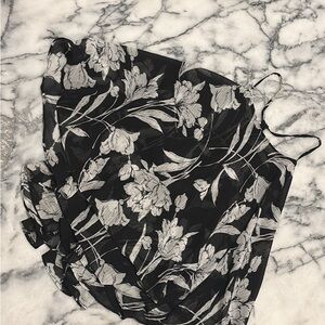 Abercrombie Floral Black and White Flowy Chiffon Halter